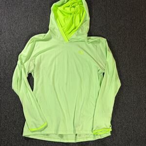 Vintage Y2k the North Face Neon Green Nature Hike Longsleeve Hoodie Shirt XL